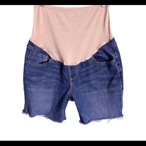 Maternity Cut Off Jean Shorts Raw Hem 4 